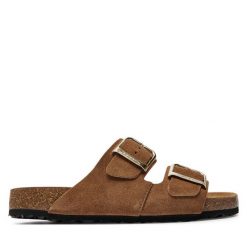 Klapki Tamaris. Brązowe klapki damskie Tamaris, bez wzorów, bez obcasa, bez zapięcia. Za 229.99 zł.