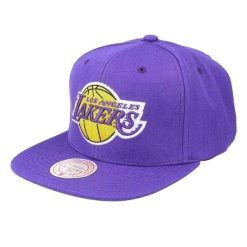Czapka Z Daszkiem Snapback Los Angeles Lakers. Fioletowe czapki damskie Mitchell & Ness, bez wzorów. Za 254.99 zł.