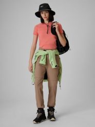 4F Spodnie trekkingowe 2w1 szybkoschnące damskie - beżowe XL. Brązowe spodnie sportowe damskie 4F, bez wzorów, z materiału, krótkie. Za 249.99 zł.