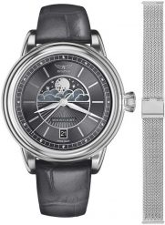 Zegarek damski Aviator V.1.33.0.254.4-SET srebrny. Szare zegarki damskie AVIATOR, srebrne. Za 2,919.90 zł.