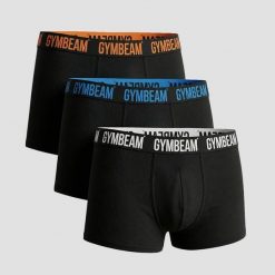 Bokserki męskie unisex FIT Trunks 3-pak. Czarne bokserki męskie GYMBEAM, bez wzorów, z bawełny. Za 126.90 zł.