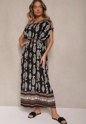 Czarna Wiskozowa Sukienka o Pudełkowym Kroju w Etniczny Print Miriliana. Czarne sukienki damskie Renee, na co dzień, xl, z aplikacjami, z jeansu, eleganckie, bez kołnierzyka, bez ramiączek, maxi, kopertowe. Za 49.99 zł.