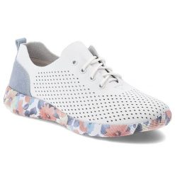 Półbuty damskie Artiker, skóra naturalna perforowana cholewka sznurowanie lekka elastyczna podeszwa z kwiatowym motywem, białe, 58C0586. Białe półbuty damskie Artiker, bez wzorów, ze skóry, klasyczne, bez obcasa, bez zapięcia. Za 152.90 zł.