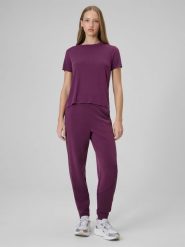 4F Spodnie dresowe z modalem joggery damskie - fioletowe XL. Czerwone spodnie dresowe damskie 4F, bez wzorów, z dresówki, z podwyższonym stanem. Za 189.99 zł.