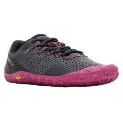 Buty do biegania damskie Merrell Vapor Glove 6. Szare obuwie sportowe damskie Merrell, bez wzorów, z materiału, bez zapięcia, do biegania. Za 609.00 zł.