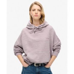 Bluza z kapturem Essential Logo Overdyed. Czerwone koszulki sportowe damskie Superdry, bez wzorów, z bawełny, bez ramiączek. W wyprzedaży za 290.70 zł.