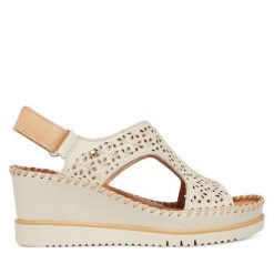 Sandały Pikolinos. Białe sandały damskie Pikolinos, bez wzorów, bez obcasa, na koturnie, bez zapięcia. Za 599.99 zł.