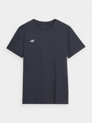4F T-shirt regular gładki męski - granatowy S. Niebieskie t-shirty męskie 4F, m, bez wzorów, z bawełny, bez kołnierzyka, bez ramiączek. Za 59.99 zł.