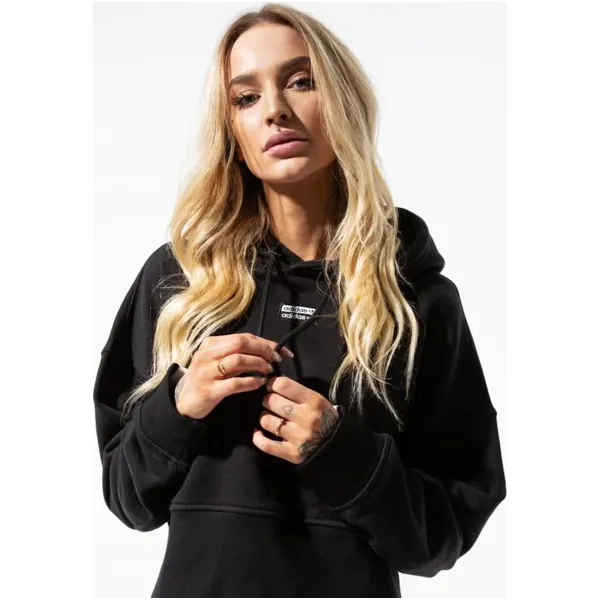 Adidas Bluza Vocal Crop Hood , czarny, rozmiar S. Czarne bluzy damskie Adidas, s, z aplikacjami, z bawełny, bez ramiączek, z kapturem. Za 249.99 zł.
