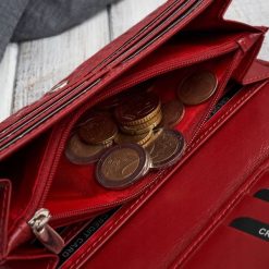 Paolo Peruzzi Portfel damski skórzany duży z tłoczeniem w kwiaty czerwony AL-12-RD. Czerwone portfele damskie Paolo Peruzzi. Za 127.74 zł.