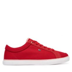 Tenisówki Tommy Hilfiger. Czerwone trampki i tenisówki damskie Tommy Hilfiger, bez wzorów, bez zapięcia. Za 329.99 zł.