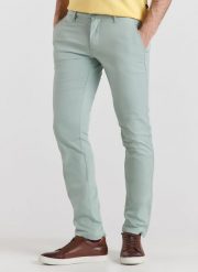PAKO LORENTE – Gładkie spodnie męskie chino w kolorze morskim P21SN-WX-034-M. Zielone eleganckie spodnie męskie Pako Lorente, bez wzorów, z bawełny. Za 79.99 zł.
