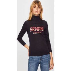 Armani Exchange - Sweter. Czarne swetry nierozpinane damskie Armani Exchange, l, bez wzorów, z dzianiny, bez kołnierzyka, bez ramiączek. Za 479.90 zł.