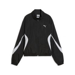 Damska tkana kurtka PUMA Sport o swobodnym kroju PUMA. Szare kurtki sportowe damskie Puma, l, bez wzorów, z materiału, bez ramiączek, bez kaptura. Za 279.00 zł.