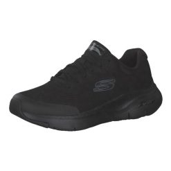 Buty sportowe Sneakersy męskie, Arch Fit. Czarne buty sportowe męskie Skechers, bez wzorów, bez zapięcia, trekkingowe. Za 399.99 zł.