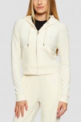 JUICY COUTURE Kremowa bluza damska Madison Outline Hoodie, Rozmiar M. Brązowe bluzy damskie Juicy Couture, m, bez wzorów, z materiału, bez ramiączek, z kapturem. Za 499.99 zł.