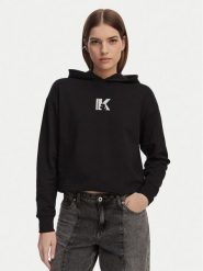 Karl Lagerfeld Jeans Bluza B2W20037 Czarny Regular Fit. Czarne bluzy damskie Karl Lagerfeld Jeans, xl, bez wzorów, z bawełny, bez ramiączek, bez kaptura. Za 501.99 zł.