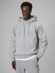 4F Bluza dresowa regular z kapturem męska - szara L. Szare bluzy męskie 4F, l, bez wzorów, z dresówki, sportowe, bez ramiączek, z kapturem. Za 169.99 zł.