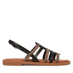 Sandały Tamaris. Czarne sandały damskie Tamaris, bez wzorów, bez obcasa, na płaskiej podeszwie, bez zapięcia. Za 229.99 zł.