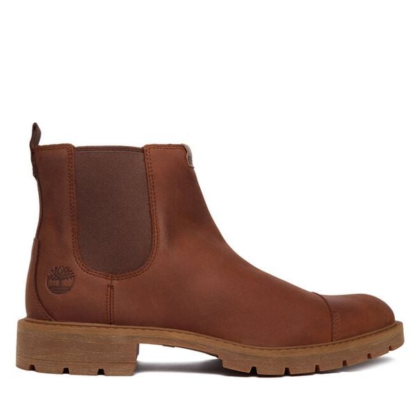 Sztyblety Timberland. Brązowe botki męskie Timberland, bez wzorów, bez obcasa, bez zapięcia. Za 579.99 zł.
