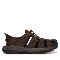 Sandały Skechers. Brązowe sandały męskie Skechers, bez wzorów, bez zapięcia. Za 359.99 zł.