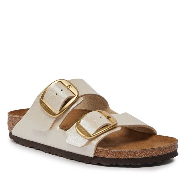Klapki Birkenstock. Białe klapki damskie Birkenstock, bez wzorów, bez obcasa, bez zapięcia. Za 539.99 zł.