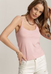 Jasnoróżowy Top Bawełniany Prisiche. Czerwone topy damskie Renee, l, bez wzorów, z bawełny, bez kołnierzyka, bez ramiączek. Za 19.99 zł.