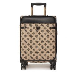 Walizka kabinowa Guess. Brązowe walizki damskie Guess, z aplikacjami. Za 809.99 zł.