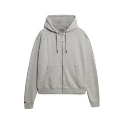 Damska bluza z kapturem zapinana na zamek Superdry Studios Relaxed. Szare bluzy damskie Superdry, xl, bez wzorów, z bawełny, eleganckie, bez ramiączek, z kapturem. Za 339.10 zł.