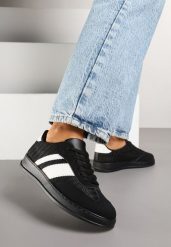 Czarne Klasyczne Sneakersy Tenisówki na Półprzezroczystej Podeszwie Niniel. Czarne trampki i tenisówki damskie Renee, bez wzorów, z jeansu, bez zapięcia. Za 74.99 zł.