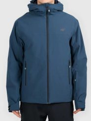 KURTKA TECHNICZNA MĘSKA M1202. Niebieskie kurtki sportowe męskie 4F, na zimę, m, bez wzorów, bez kaptura, narciarskie. Za 349.98 zł.