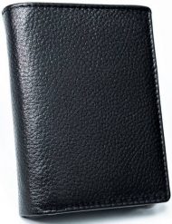 Skórzany portfel męski N4-SPDM-BOX czarny. Czarne portfele męskie Inny, bez wzorów. Za 49.99 zł.