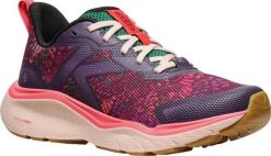 Buty damskie Keen Leiki Speed plum perfect/floral niskie. Brązowe obuwie trekkingowe damskie 909, z materiału, bez zapięcia. Za 441.99 zł.