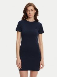 Tommy Hilfiger Sukienka codzienna New Cody WW0WW42721 Granatowy Slim Fit. Niebieskie sukienki damskie Tommy Hilfiger, na co dzień, xl, bez wzorów, z bawełny, bez kołnierzyka, bez ramiączek, proste. Za 259.99 zł.