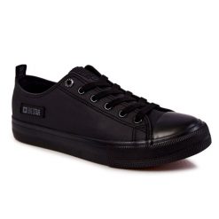 Męskie Niskie Skórzane Trampki Big Star KK174009 Czarne. Czarne trampki męskie bez wzorów, z gumy, klasyczne, bez zapięcia. Za 207.99 zł.