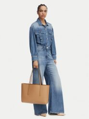 Calvin Klein Torebka Foil Logo Tote LV04F3274G Beżowy. Brązowe shopperki damskie Calvin Klein, bez wzorów, ze skóry, bez dodatków. Za 649.99 zł.