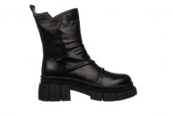 Botki Bayla-161 157 2371 10 Black 161611, Czarny, Skóra naturalna - 40. Czarne botki damskie Bayla, na zimę, bez wzorów, z gumy, eleganckie, z okrągłym noskiem, za kostkę, bez obcasa, bez zapięcia. W wyprzedaży za 299.00 zł.