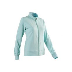 Bluza Gym & Pilates 100 damska. Niebieskie bluzy damskie DOMYOS, xl, bez wzorów, z bawełny, bez ramiączek, bez kaptura. Za 49.99 zł.