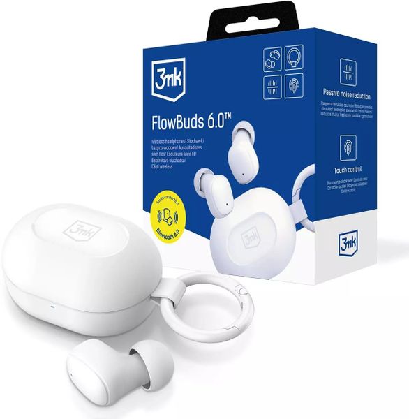 Słuchawki 3mk FlowBuds 6.0 Biały (3MK17877). Białe słuchawki bezprzewodowe 3mk. Za 40.99 zł.