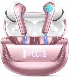 Słuchawki Bokman Słuchawki bezprzewodowe douszne Donerton Bluetooth 5.4, redukcja szumów róż. Czerwone słuchawki bezprzewodowe Bokman. Za 79.99 zł.