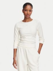 Guess Bluzka V6RP08 KD932 Kremowy Slim Fit. Białe bluzki damskie Guess, l, z aplikacjami, bez kołnierzyka, bez ramiączek. Za 264.99 zł.