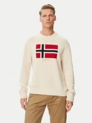 Napapijri Sweter D-Mura C NP0A891U Kremowy Regular Fit. Białe swetry męskie Napapijri, m, bez wzorów, z bawełny, bez kołnierzyka, bez ramiączek. Za 799.99 zł.