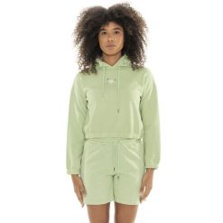 Bluza z kaptur na co dzień na siłownię. Czerwone bluzy damskie LEONE 1947 APPAREL, bez wzorów, z bawełny, sportowe, bez ramiączek, bez kaptura. W wyprzedaży za 164.19 zł.