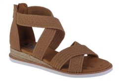 Sandały damskie, Desert Kiss - Desert Nights. Brązowe sandały damskie Skechers, bez wzorów, z materiału, bez obcasa, bez zapięcia. Za 259.99 zł.