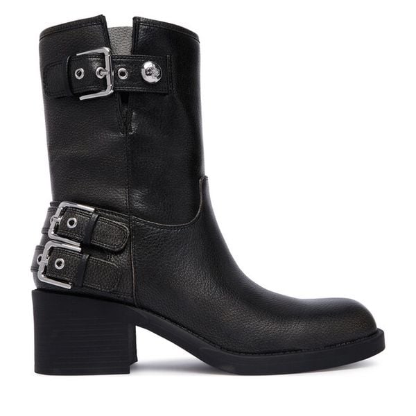 Botki Guess. Czarne botki damskie Guess, z aplikacjami, bez obcasa, na słupku, bez zapięcia. Za 764.99 zł.