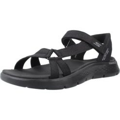 Sandały SKECHERS SLIP-INS GO WALK FLEX Czarny. Czarne sandały damskie Skechers, bez wzorów, z materiału, bez obcasa, bez zapięcia. Za 259.99 zł.
