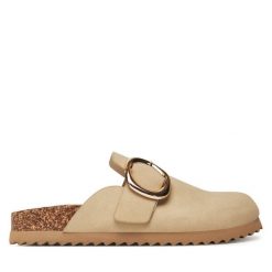 Klapki DeeZee. Brązowe klapki damskie DeeZee, bez wzorów, bez obcasa, bez zapięcia. Za 119.99 zł.