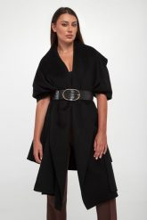 Płaszcz ponczo damski wełniany ELISABETTA FRANCHI. Płaszcze damskie Elisabetta Franchi, bez wzorów, z wełny, bez kołnierzyka, bez kaptura. Za 3,429.00 zł.