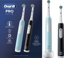 Szczoteczka Oral-B Pro Series 1 Cross Action zestaw 2-pack Black + Blue Black/Blue. Czarne szczoteczki elektryczne Oral-B. Za 319.00 zł.