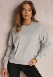 Szara Bluza z Polarową Podszewką Heseh. Szare bluzy damskie Renee, na zimę, m, bez wzorów, z dzianiny, casualowe, bez ramiączek, bez kaptura. Za 54.99 zł.